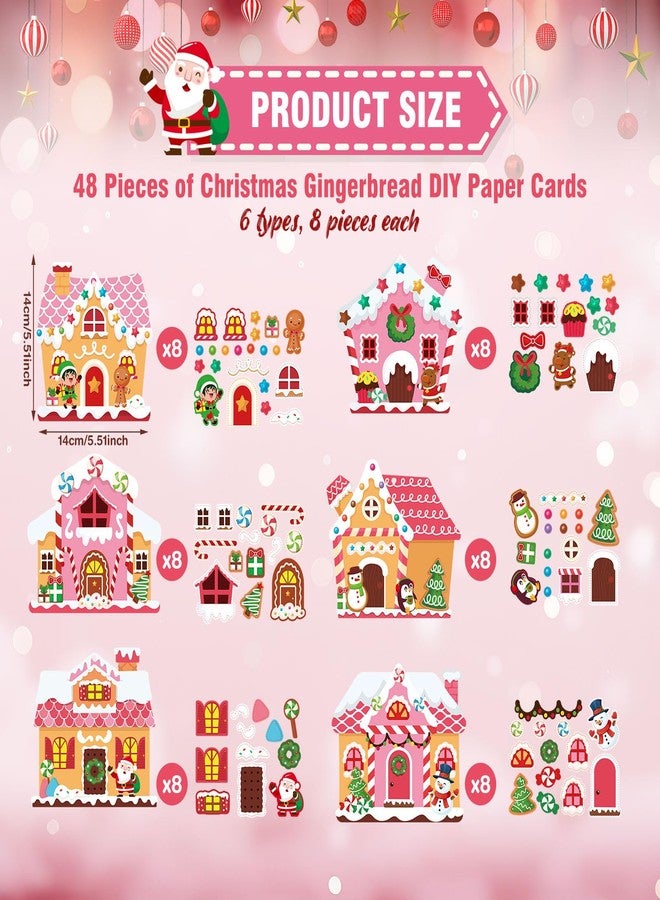 Threlaco مجموعة ثريلكو المكونة من 48 قطعة لأعمال يدوية لعيد الميلاد للأطفال، تتضمن مجموعة بيت الزنجبيل الوردي، ومجموعة زينة شجرة عيد الميلاد، وملصقات لصنع بيت الزنجبيل الخاص بك، وهدايا للفصل الدراسي في موسم الأعياد. - Image 2