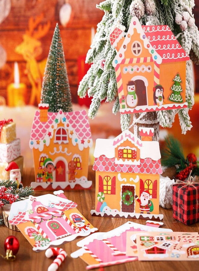 Threlaco مجموعة ثريلكو المكونة من 48 قطعة لأعمال يدوية لعيد الميلاد للأطفال، تتضمن مجموعة بيت الزنجبيل الوردي، ومجموعة زينة شجرة عيد الميلاد، وملصقات لصنع بيت الزنجبيل الخاص بك، وهدايا للفصل الدراسي في موسم الأعياد. - Image 4