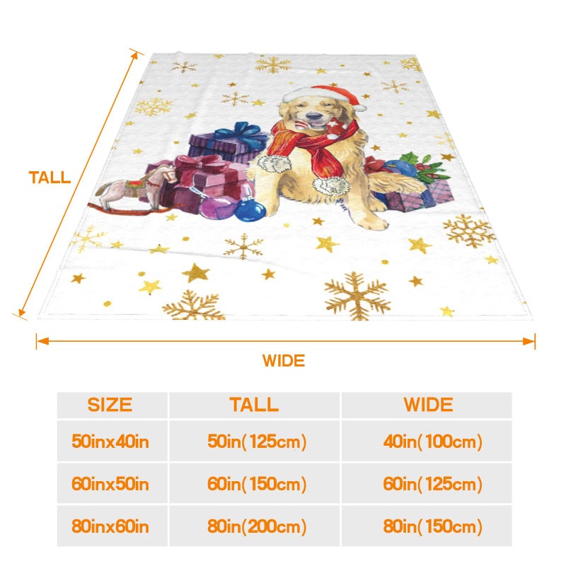 JOOCAR Christmas Golden Retriever Throw Blanket Funny Dog Blanket Winter Festival Gift Cozy Soft Lightweight Flannel Plush Blankets for Bed Couch Living Room Sofa Chair 50x60 Inch - Image 4
