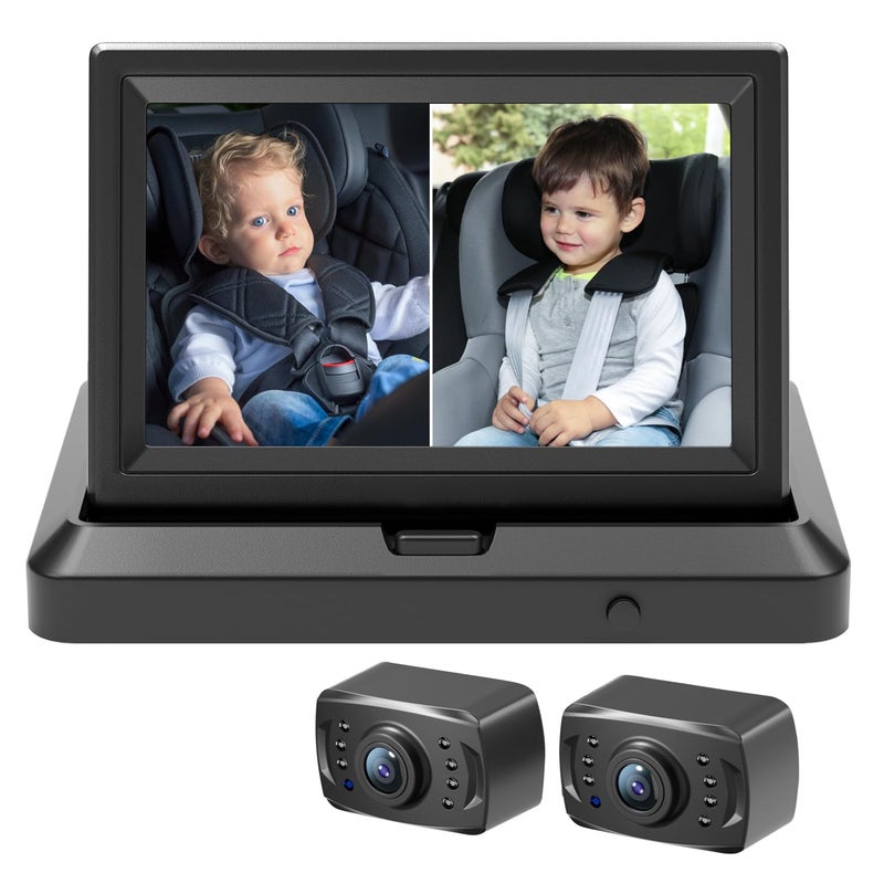 Itomoro Baby Car Camera HD 1080P DualChannel Display Baby Car Monitor with 2 IR Night Vision Camera Easily Install 5 Car Camera for Baby with Crystal Clear Wide View for Rear Facing Seat ACZ424