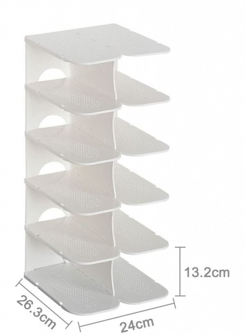 Multi Steps Adjustable Plastic Shoe Organizer Rack White - Image 2