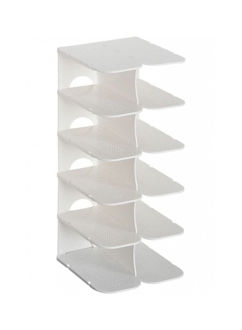 Multi Steps Adjustable Plastic Shoe Organizer Rack White - Image 3
