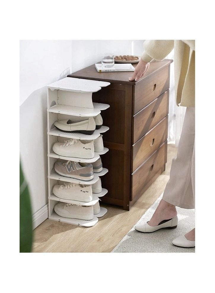 Multi Steps Adjustable Plastic Shoe Organizer Rack White - Image 1