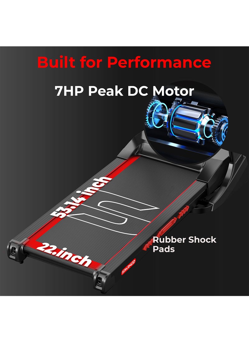 Sparnod Fitness STH-5720 Treadmill for Home Foldable | 7HP Peak DC Motor | Auto Incline 22% | 1-20 km/h Speed | 7" LCD Display | Bluetooth Speaker | Hydraulic Fold | Running Machine for Home Exercise  - Image 5