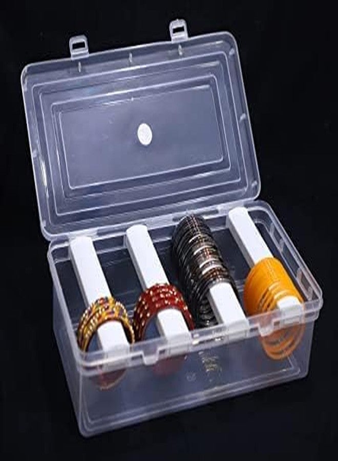 MFN 4 Rod Bangle Box Set - Transparent Plastic Storage Organizer for Bangles, Bracelets, Chudi Sets, Watches, Travel, Bride - Image 4