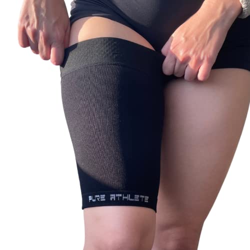 Pure Compression Thigh Compression Sleeve – Hamstring, Quadriceps, Groin Pull and Strains – Running, Basketball, Tennis, Soccer, Sports – Athletic Thigh Support (Single) (2 Sleeves - Midnight Black, S) - Image 3
