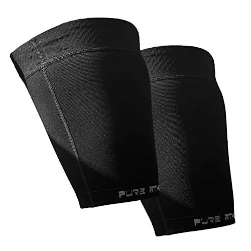 Pure Compression Thigh Compression Sleeve – Hamstring, Quadriceps, Groin Pull and Strains – Running, Basketball, Tennis, Soccer, Sports – Athletic Thigh Support (Single) (2 Sleeves - Midnight Black, S) - Image 1