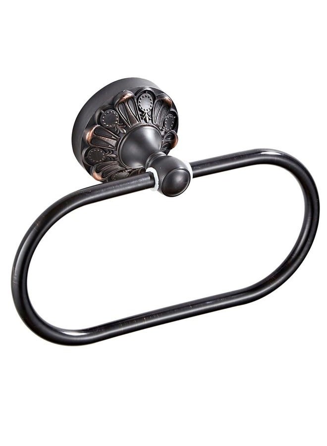 Celbon Antique Oval Towel Ring Holder Brass Material Towel Ring for Towel Storage Wall Mounted Towel Hanger Rack for Bathroom Toilet (Black) - Image 1