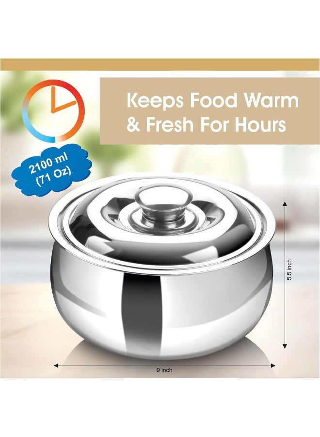 SignoraWare 2100ml Hot Delight Double Wall Stainless Steel Belly Shape Casserole - Image 3