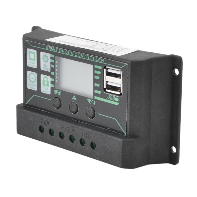 مُسيطر شحن وشحن الطاقة الشمسية مع شاشة LCD قابلة للتعديل وبروتوكول PWM ومخرجين USB ومُنظم لوحات الطاقة الشمسية بتقنية MPPT سعة 10 أمبير - Image 4