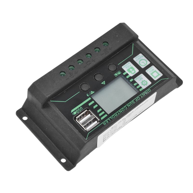 مُسيطر شحن وشحن الطاقة الشمسية مع شاشة LCD قابلة للتعديل وبروتوكول PWM ومخرجين USB ومُنظم لوحات الطاقة الشمسية بتقنية MPPT سعة 10 أمبير - Image 3
