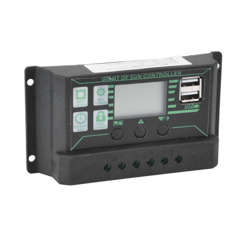 مُسيطر شحن وشحن الطاقة الشمسية مع شاشة LCD قابلة للتعديل وبروتوكول PWM ومخرجين USB ومُنظم لوحات الطاقة الشمسية بتقنية MPPT سعة 10 أمبير - Image 2