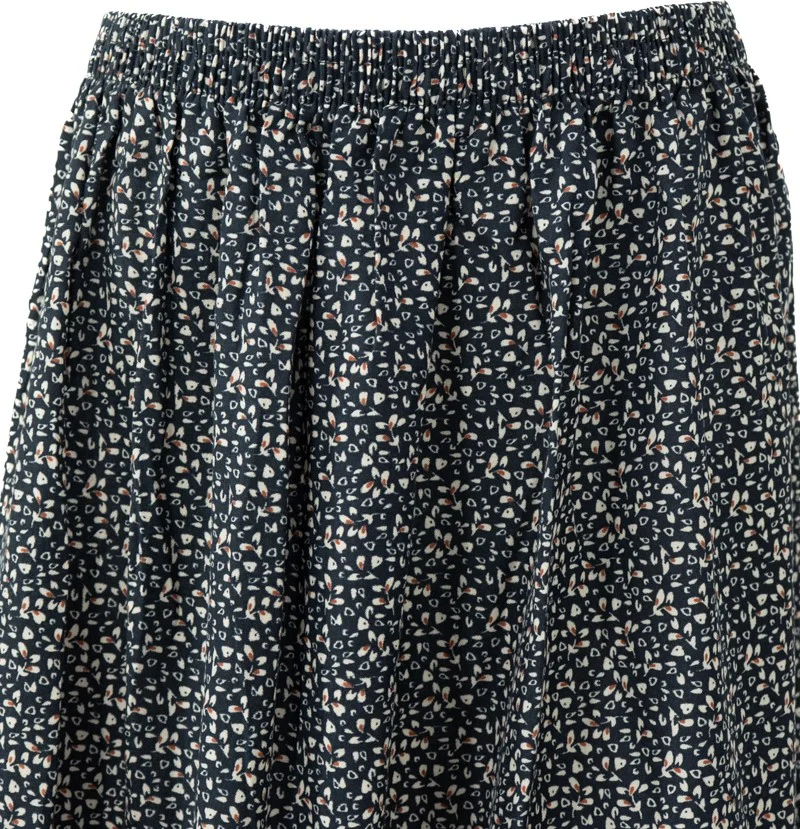 Oppland Women's Skirt Woven Viscose Cotton Fabric Crochet Model Elastic Waist Comfortable Cut Full Pattern