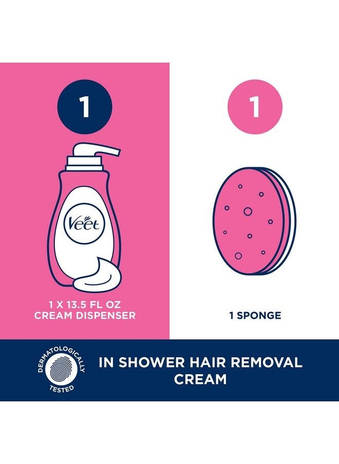 Veet - Hair Removal Cream Veet Legs & Body In Shower Cream Hair Remover Sensitive Formula With Aloe Vera And Vitamin E 13.5 Fl Oz Pump Bottle (Pack Of 2) - Image 1