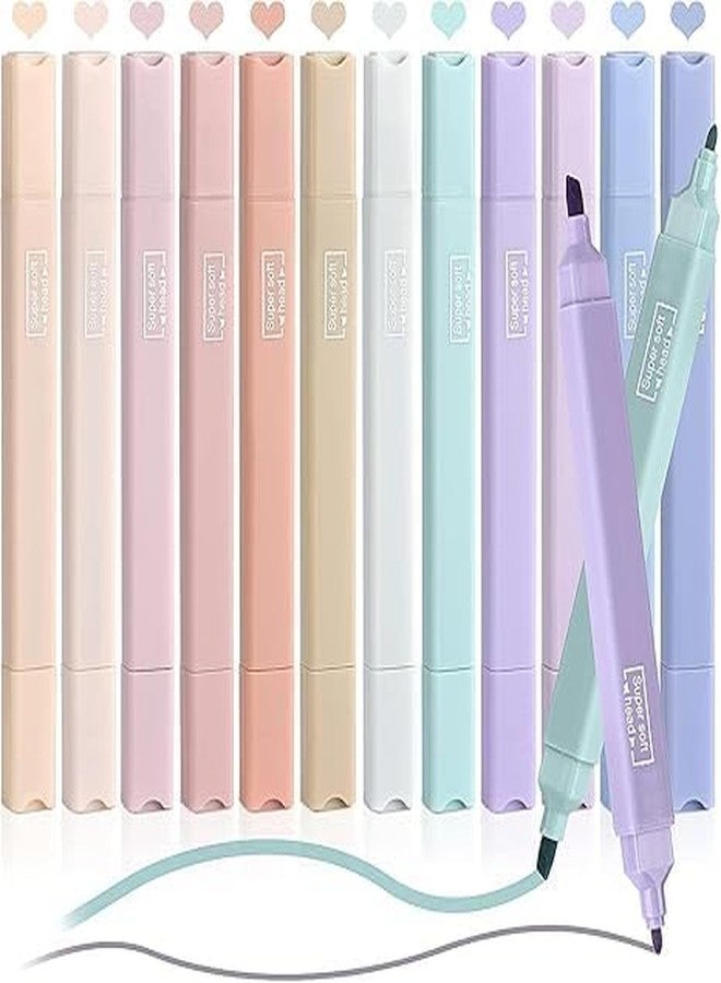 FLIZZOW 12Pcs Aesthetic Cute Highlighters, Bible Pastel markers and Pens, No-Bleed School Supplies and Office Journal DIY Home (Two Side Highlighters Pen) birthday return gifts for kids - Image 1