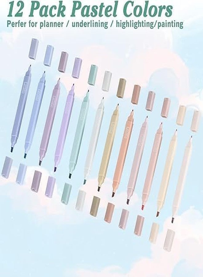 FLIZZOW 12Pcs Aesthetic Cute Highlighters, Bible Pastel markers and Pens, No-Bleed School Supplies and Office Journal DIY Home (Two Side Highlighters Pen) birthday return gifts for kids - Image 5