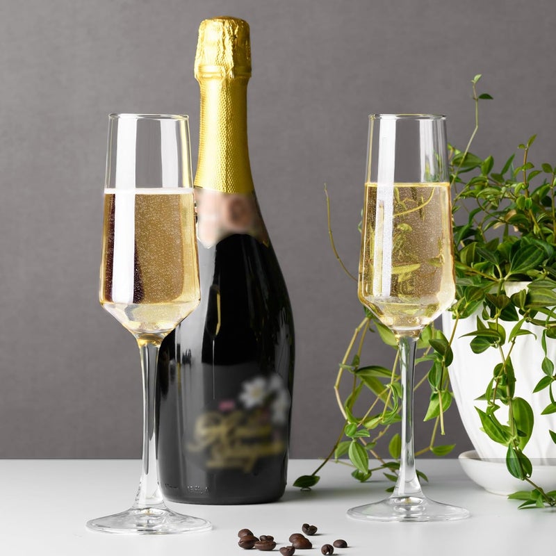 PARACITY Champagne Flutes, Champagne Glasses Set of 2, Elegant 8.5oz Glass Champagne Flutes, Gift for Birthday, Wedding, Christmas, Clear Sparkling Champagne Glasses for Women, Men - Image 5