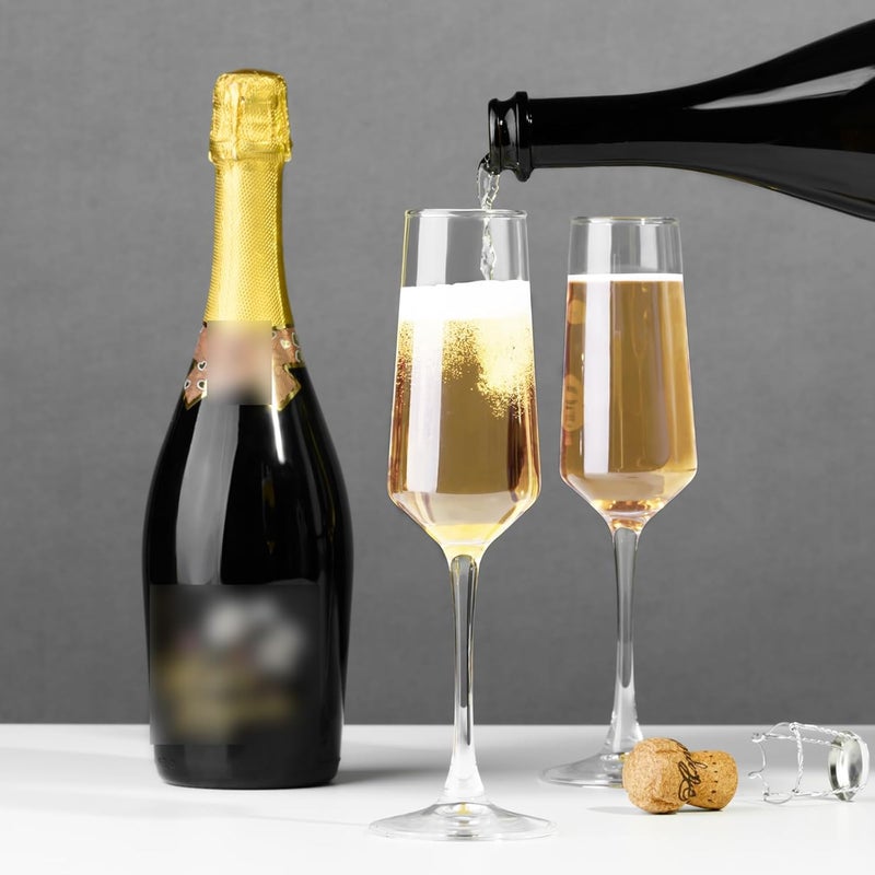 PARACITY Champagne Flutes, Champagne Glasses Set of 2, Elegant 8.5oz Glass Champagne Flutes, Gift for Birthday, Wedding, Christmas, Clear Sparkling Champagne Glasses for Women, Men - Image 3