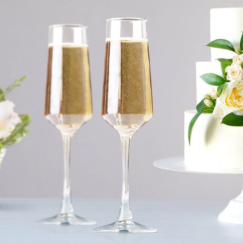 PARACITY Champagne Flutes, Champagne Glasses Set of 2, Elegant 8.5oz Glass Champagne Flutes, Gift for Birthday, Wedding, Christmas, Clear Sparkling Champagne Glasses for Women, Men - Image 4