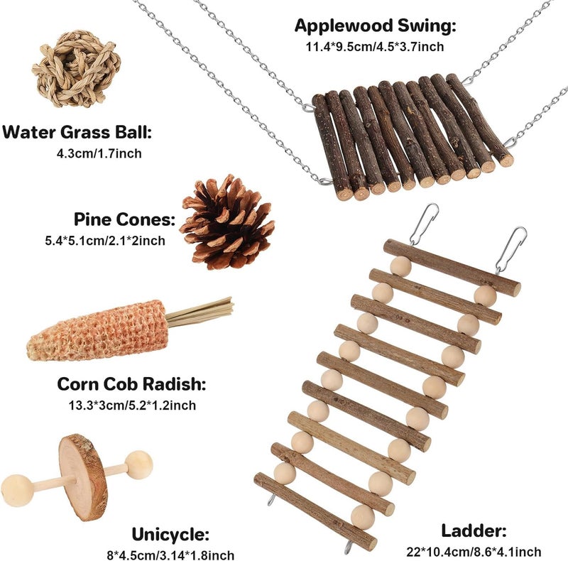 LINJIE Odor resistant LinJie Hamster Chew Toys Set,Small Animal Molar Toys,Wooden Chew Toys,for Guinea Pigs,Chinchillas,Gerbils,Mice,Rats,Mouse Rodents Toy Swing Seesaw Bridge (Wood) Multi-color available build - Image 2