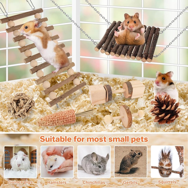LINJIE Odor resistant LinJie Hamster Chew Toys Set,Small Animal Molar Toys,Wooden Chew Toys,for Guinea Pigs,Chinchillas,Gerbils,Mice,Rats,Mouse Rodents Toy Swing Seesaw Bridge (Wood) Multi-color available build - Image 4