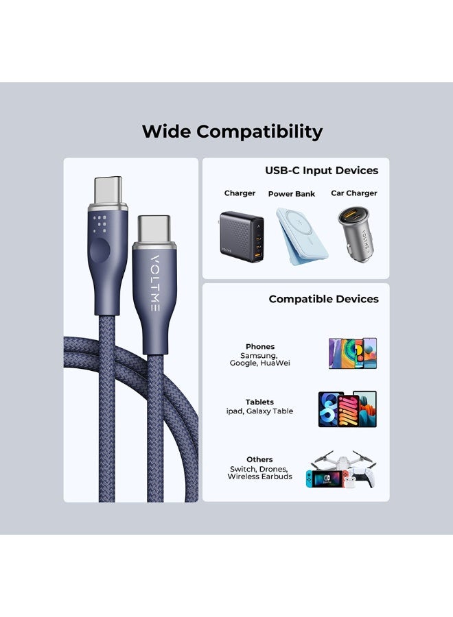 فولتمي سلك شاحن فولتمي سلسلة روج مظفر من USB-C إلى USB-C بطول 1 م وبقوة 60 واط - أزرق - Image 4