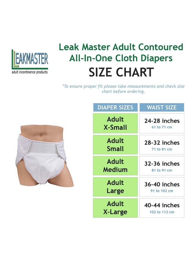 Leakmaster Adult Sized Contoured All In One Cloth Diapers Hourglass Shaped Multilayered Cotton Gauze Interior With Pul Waterproof Outer Moisture Barrier Large (Fits 3640 Inch Waists) - Image 5