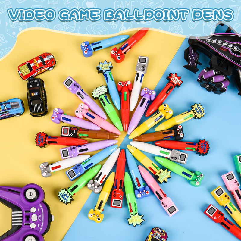 LiYiQ 50 Pcs Video Game Colorful Multicolor Pen in One Cartoon Cute Fun 4-in-1 Cute Pens Bulk Kawaii Game Handle Level Up Games Console Shape Cool Ballpoint Pens for Kids Fun Gifts - Image 3