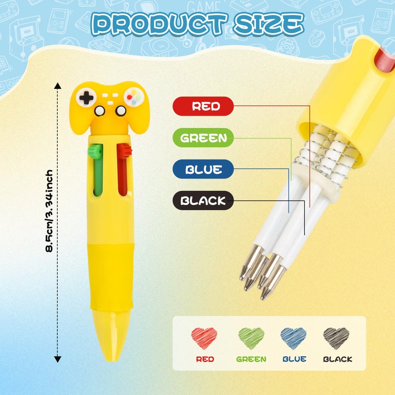 LiYiQ 50 Pcs Video Game Colorful Multicolor Pen in One Cartoon Cute Fun 4-in-1 Cute Pens Bulk Kawaii Game Handle Level Up Games Console Shape Cool Ballpoint Pens for Kids Fun Gifts - Image 2