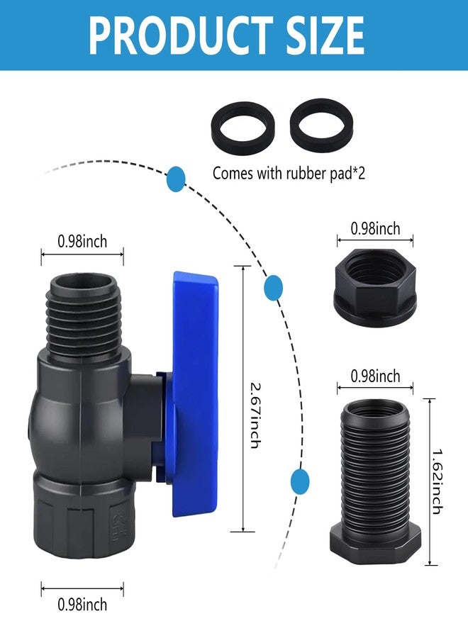 LUOFANT 2 Pack 3/4 Inch PVC Rain Barrel Spigot Kit with Bulkhead Fitting and Hose Faucet Adapter, Rain Barrel Diverter Kit for Water Tanks, Aquariums, Tubs, Pool, Garden Barrel - Image 2