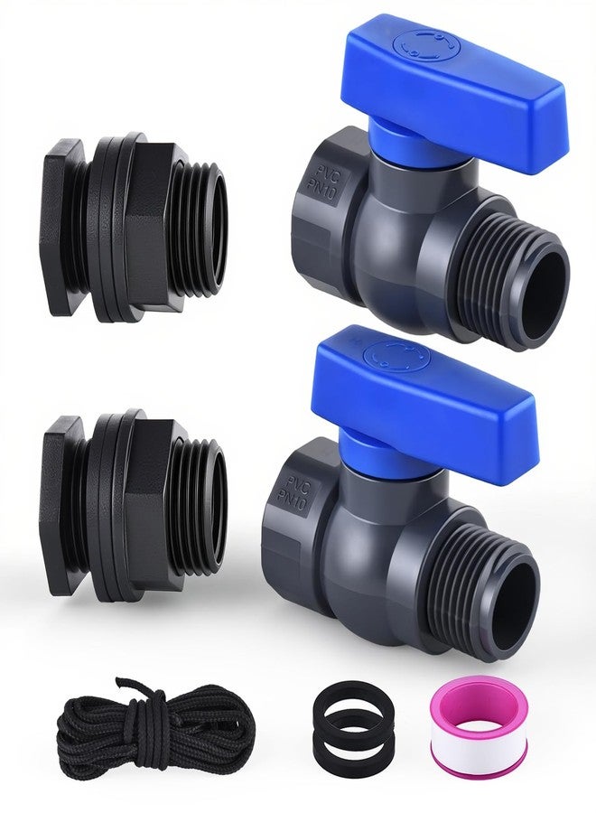 LUOFANT 2 Pack 3/4 Inch PVC Rain Barrel Spigot Kit with Bulkhead Fitting and Hose Faucet Adapter, Rain Barrel Diverter Kit for Water Tanks, Aquariums, Tubs, Pool, Garden Barrel - Image 1