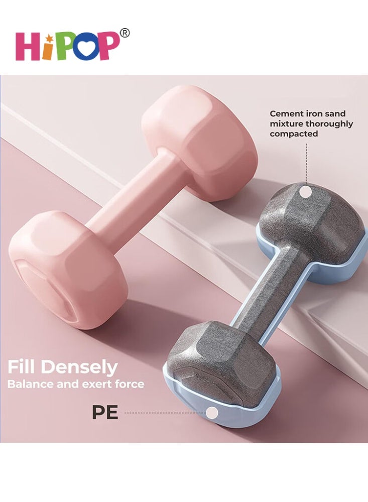 HIPOP Neoprene Dumbbell, Weights Exercise & Fitness Dumbbells in 1kg 2kg Pair, PVC Dumbbell Set for Core Strength Training, Exercise Muscle, Multi-Colour Home Gym Equipment for Men Women Beginners (Green) - Image 3