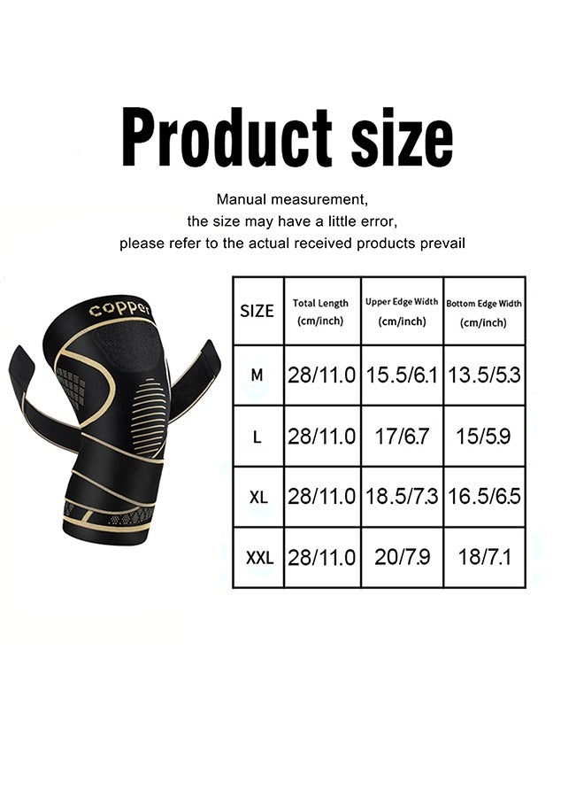 كوبر دعامة ركبة لآلام الركبة للرجال والنساء (عبوة من قطعتين)، أكمام ضاغطة للركبة لعلاج التهاب المفاصل، الرباط الصليبي الأمامي، تمزق الغضروف المفصلي، تخفيف آلام المفاصل، دعامة ركبة للعمل، الجري، رفع الأثقال (كبير) - Image 5