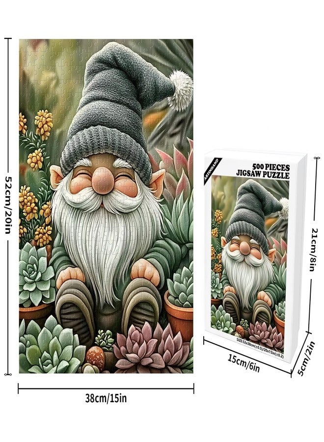 Artinhand 500 Piece Puzzle for Adults Gnome Succulents Jigsaw Puzzles - Image 2