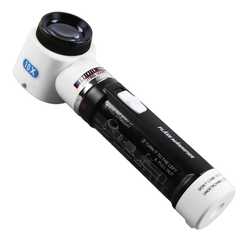 Engineer SL71 LED Flashlight Magnifier with 10x Magnification ScratchResistant Twin Lens Construction and Integrated Square Scale Made in Japan