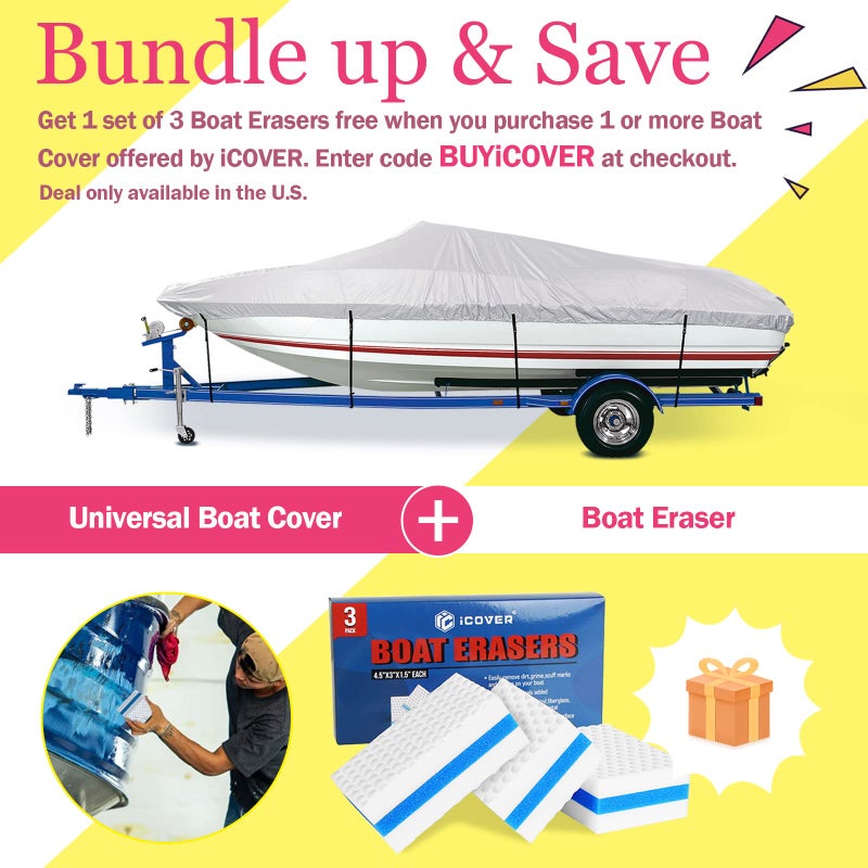iCover غطاء قارب قابل للسحب iCOVER - 17'-19' غطاء تيرب ثقيل مقاوم للماء مع حقيبة تخزين، يناسب القوارب ذات الهيكل V، قوارب الصيد والتزلج، الطراز الاحترافي، قوارب الصيد، قوارب الركض، قوارب الباس، بطول يصل إلى 17 قدم - 19 قدم وعرض 96 بوصة - Image 5