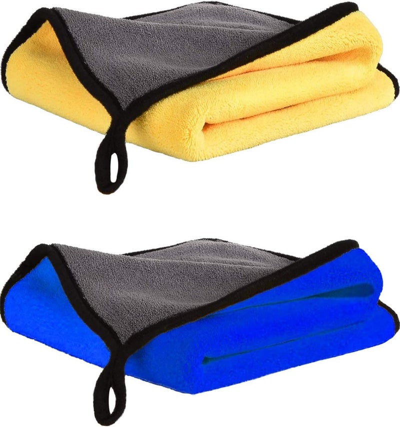 OAN Microfiber Cloth 2pcs 40x30cms 600 GSM Multi-Color Thick Lint & Streak-Free Multipurpose Cloths Automotive Microfibre Towels for Car Bike Cleaning Polishing Washing & Detailing. - Image 1