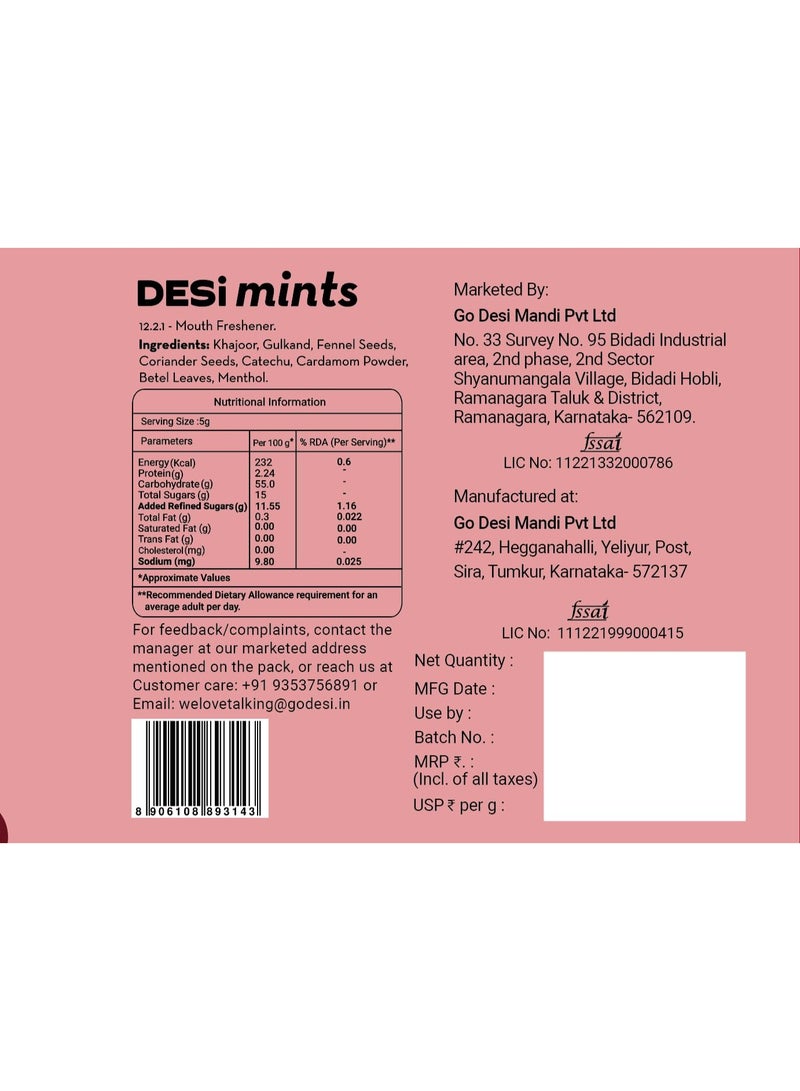 Go DESI Mouth fresheners, Desi Mints, Refreshing Mouthfreshener, Mukhwas, Box of 40 Sachets - Image 2