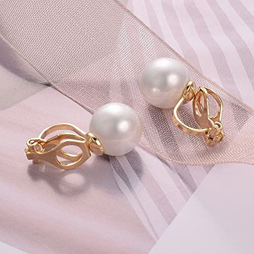 Yoursfs 10mm Faux Pearl Clip on Earrings for Women 18K Yellow Gold Plated Small Pearl Clip Earring Wedding Jewelry - Image 5