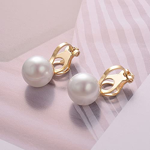 Yoursfs 10mm Faux Pearl Clip on Earrings for Women 18K Yellow Gold Plated Small Pearl Clip Earring Wedding Jewelry - Image 3
