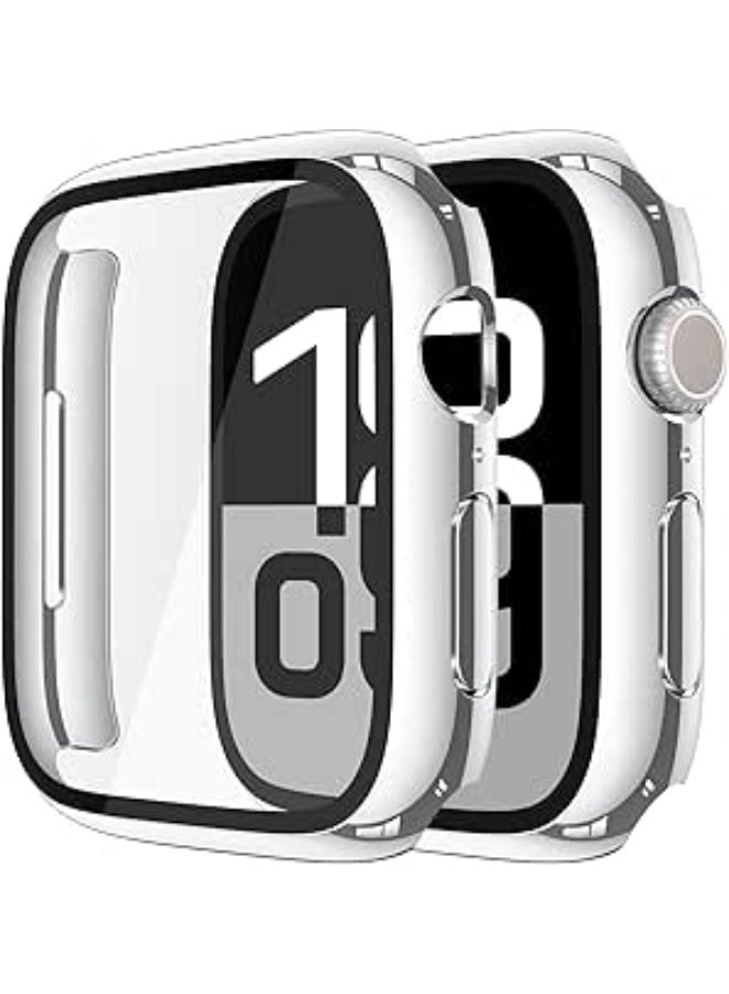 Apple Watch Screen Protector, Hard PC Case with Tempered Glass Screen Protector, Slim Cover for Apple Watch Series 11 2025 - silver/46mm