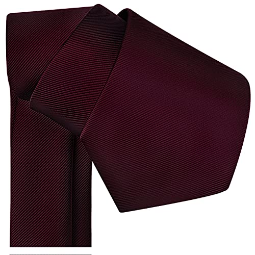 Branduce Maroon Tie for Wedding Men Business Premium Solid Silk Fashion Necktie (TA02-27) - Image 3