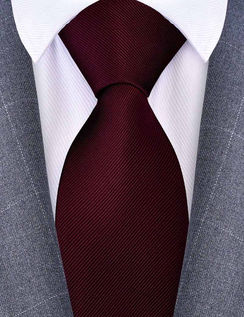 Branduce Maroon Tie for Wedding Men Business Premium Solid Silk Fashion Necktie (TA02-27) - Image 2