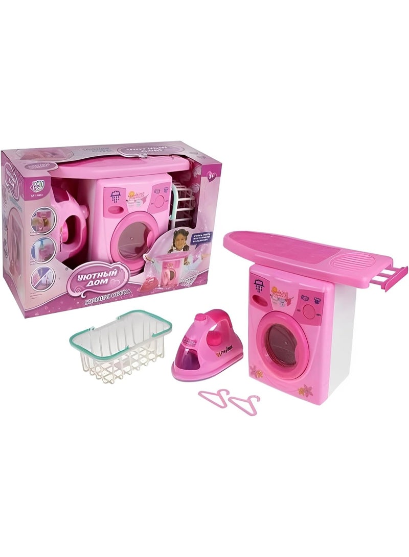 Laundry Toy Set for kids - Washing Machine, Iron and Basket - Image 1