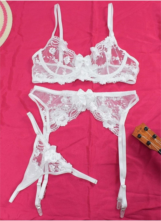 3 Piece Women's Lace Splicing Underwear Exquisite Embroidery Bra Adjustable Shoulder Strap  Underwear Set (Bra+Thong+Garter) - pzsku/ZB9C5DD6E0BF30B16E7DDZ/45/_/1729306874/db9aa752-90b6-4f17-b3cf-c8ceb2ddc616