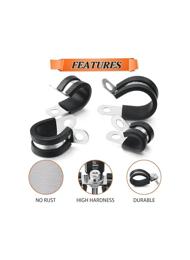 promass 52Pcs Cable Clamp Classification Kit, 6 Specifications - 304 Stainless Steel Rubber Clamp, R-Type Rubber Clamp, Insulation Clamp, Pipe Clamp, Durable Clamp And Wire Clamp - Image 4