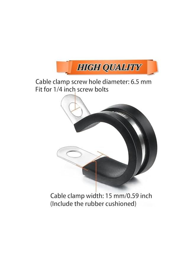 promass 52Pcs Cable Clamp Classification Kit, 6 Specifications - 304 Stainless Steel Rubber Clamp, R-Type Rubber Clamp, Insulation Clamp, Pipe Clamp, Durable Clamp And Wire Clamp - Image 5