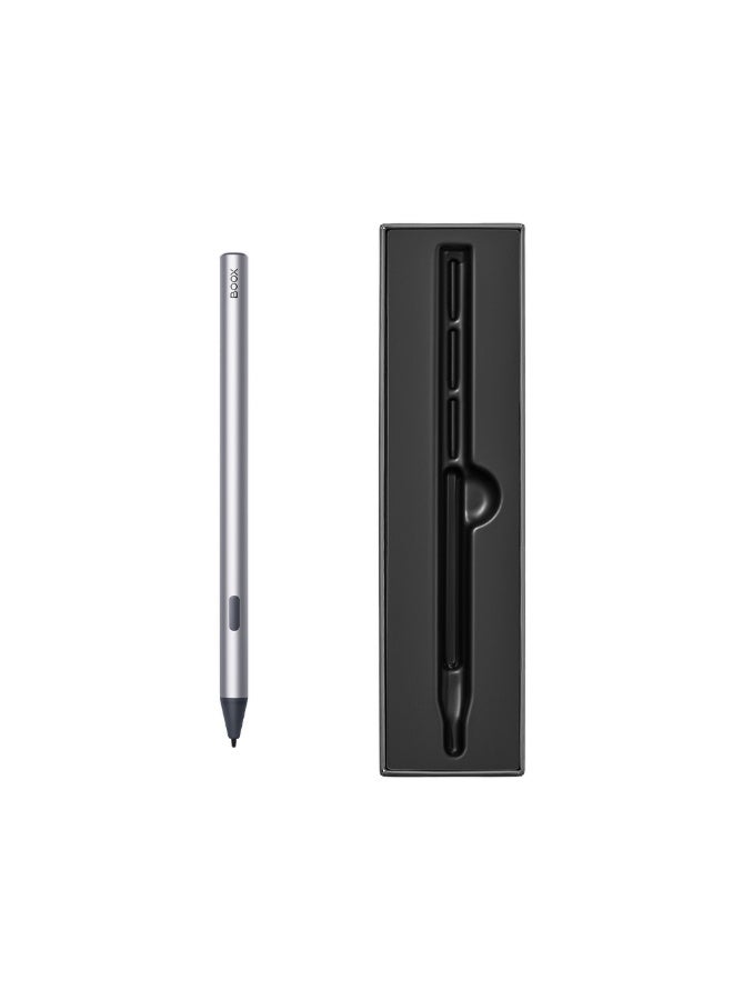 بوكس قلم BOOX InkSense Plus الأسود: قلم ذكي مزود بـ 4096 مستوى من حساسية الضغط مع دعم حساسية الميل (Tilt) وزر اختصار مدمج لتسهيل التحكم السريع. يأتي ببطارية قابلة لإعادة الشحن عبر USB Type-C ويوفر تجربة كتابة ورسم دقيقة وسلسة لأجهزة BOOX المتوافقة، مما يجعله مناسبًا للكتابة، الرسم، التعليق، والعمل الإبداعي. - Image 1