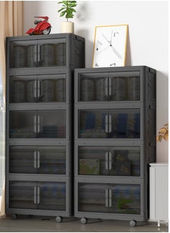 EXCLIFE 4 Layer Foldable Plastic Storage Box， Drawer Unit，50x36x118cm，black  - Image 1