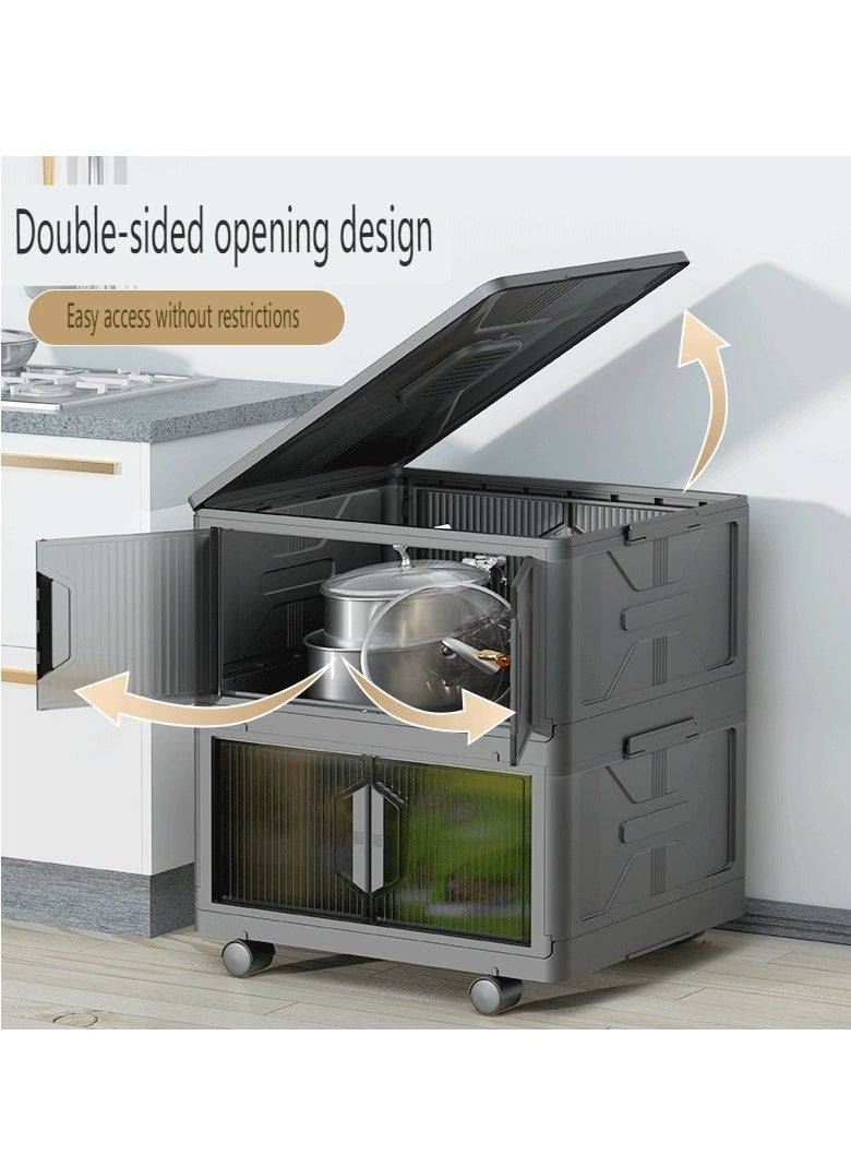 EXCLIFE - 4 Layer Foldable Plastic Storage Box， Drawer Unit，50x36x118cm，black - Image 1